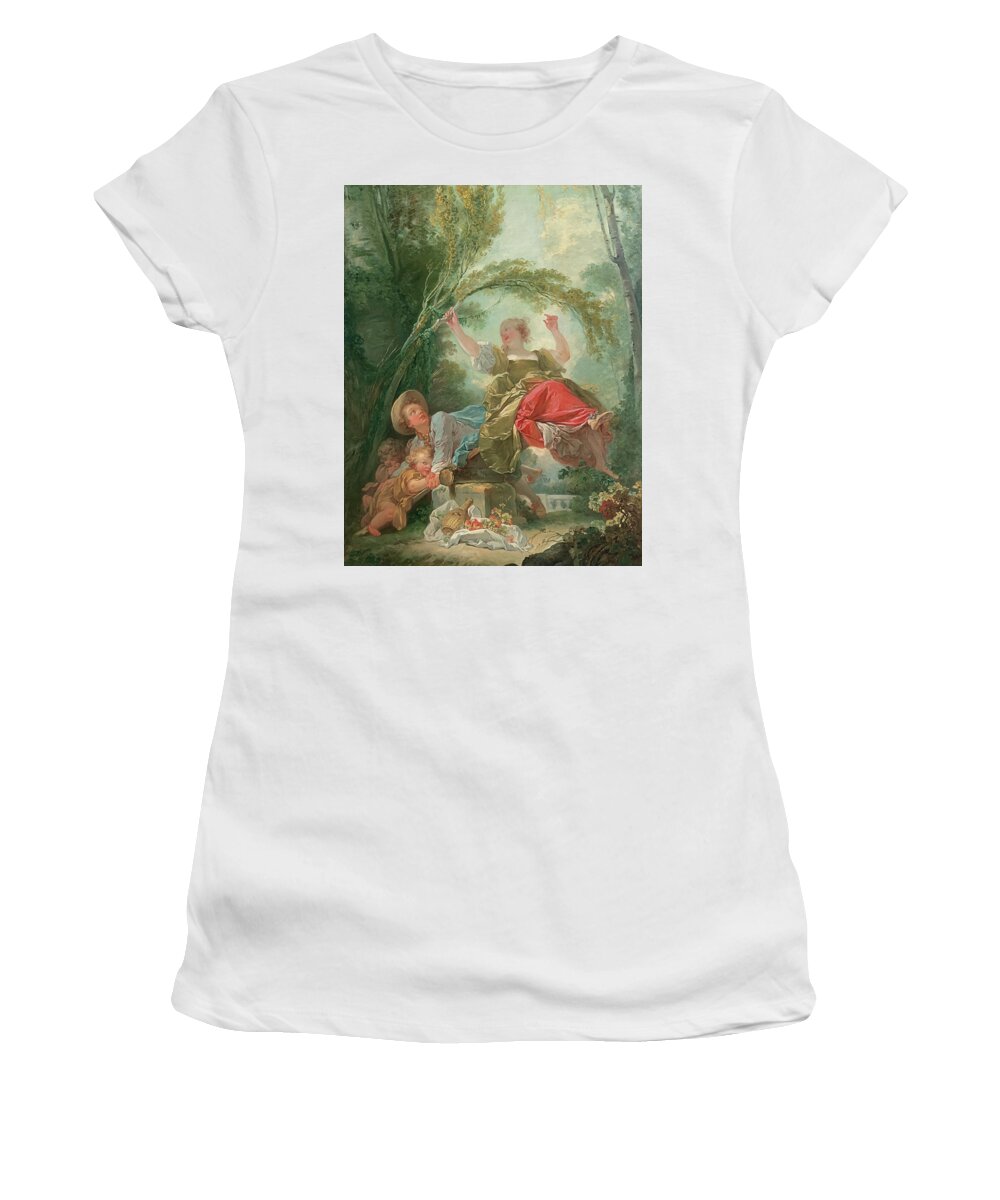 The See-saw Women's T-Shirt featuring the painting The See-Saw #2 by Jean-Honore Fragonard