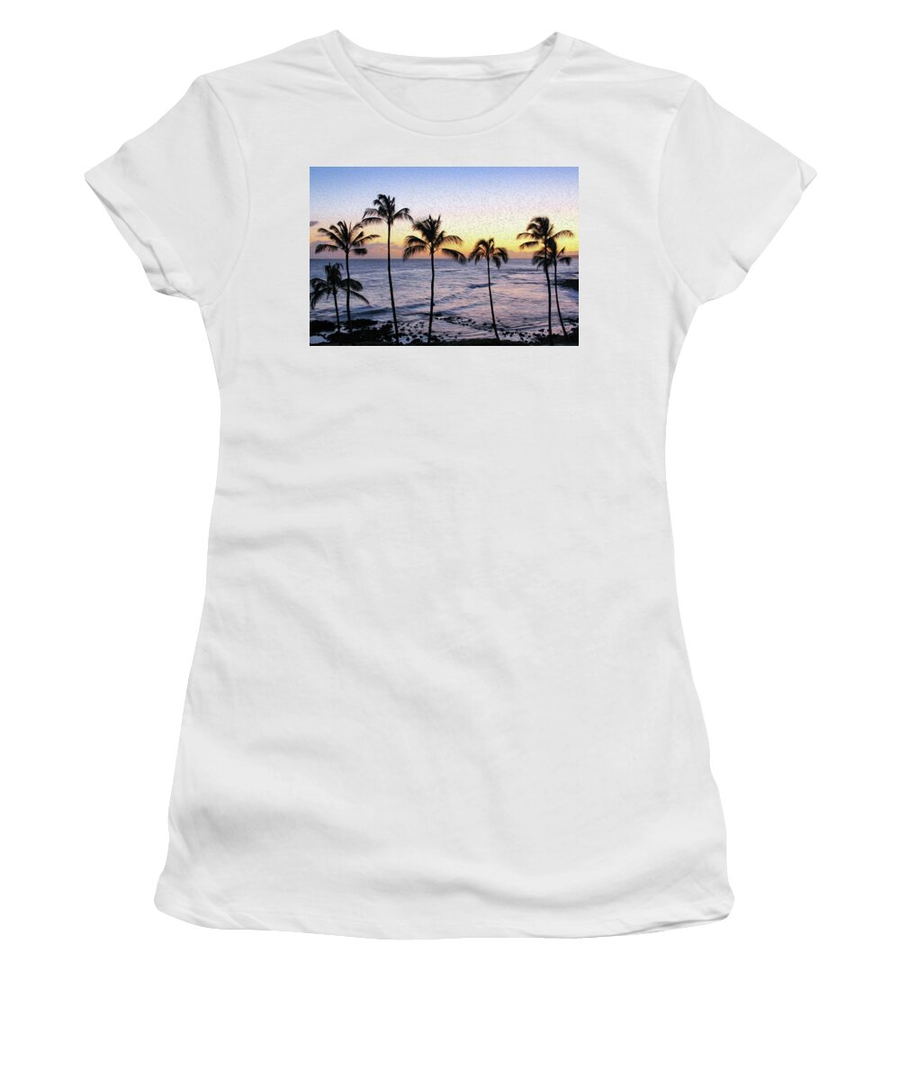 Hawaii Women's T-Shirt featuring the photograph Poipu Palms Painting by Robert Carter