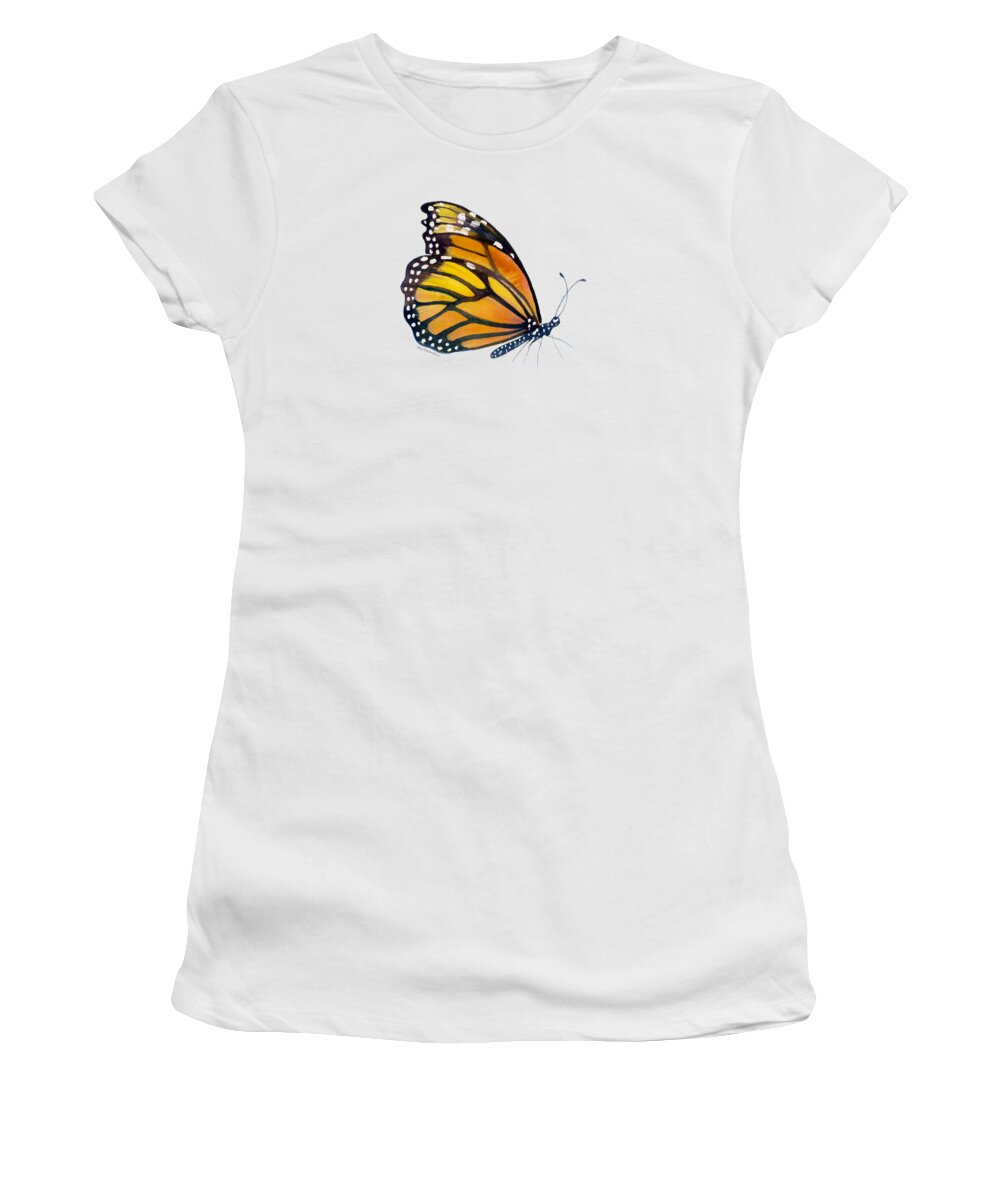 Monarch Butterfly Women's T-Shirt featuring the painting 103 Perched Monarch Butterfly by Amy Kirkpatrick