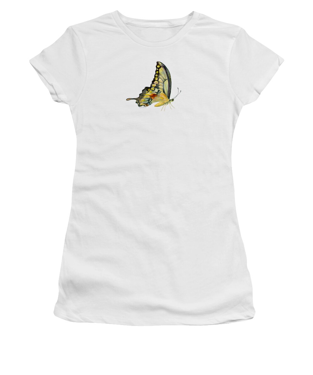 Swallowtail Butterfly Women's T-Shirt featuring the painting 104 Perched Swallowtail Butterfly by Amy Kirkpatrick