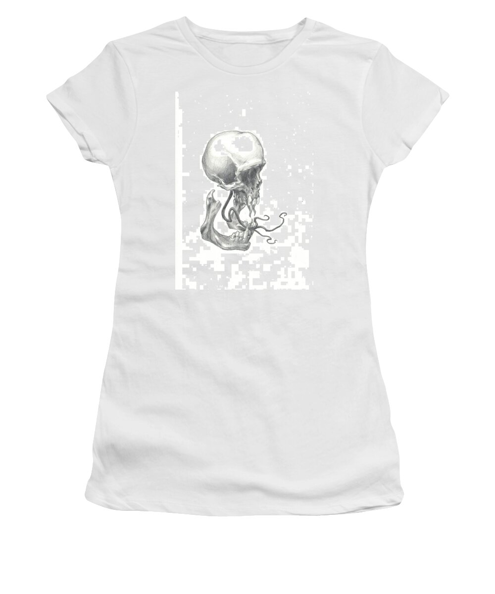 Skull Women's T-Shirt featuring the drawing Untitled #13 by Miranda Brouwer