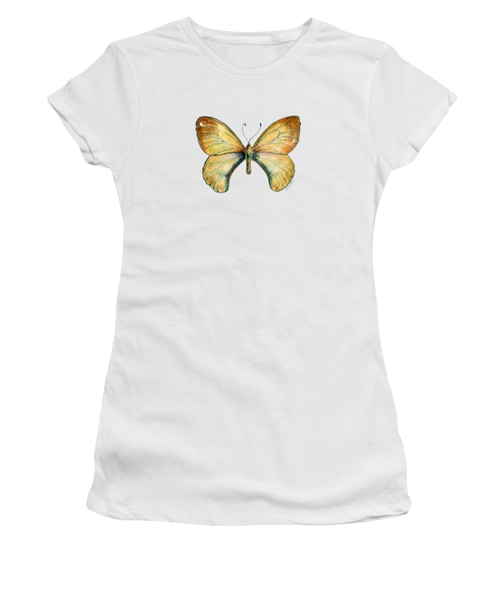 Clouded Women's T-Shirt featuring the painting 15 Clouded Apollo Butterfly by Amy Kirkpatrick