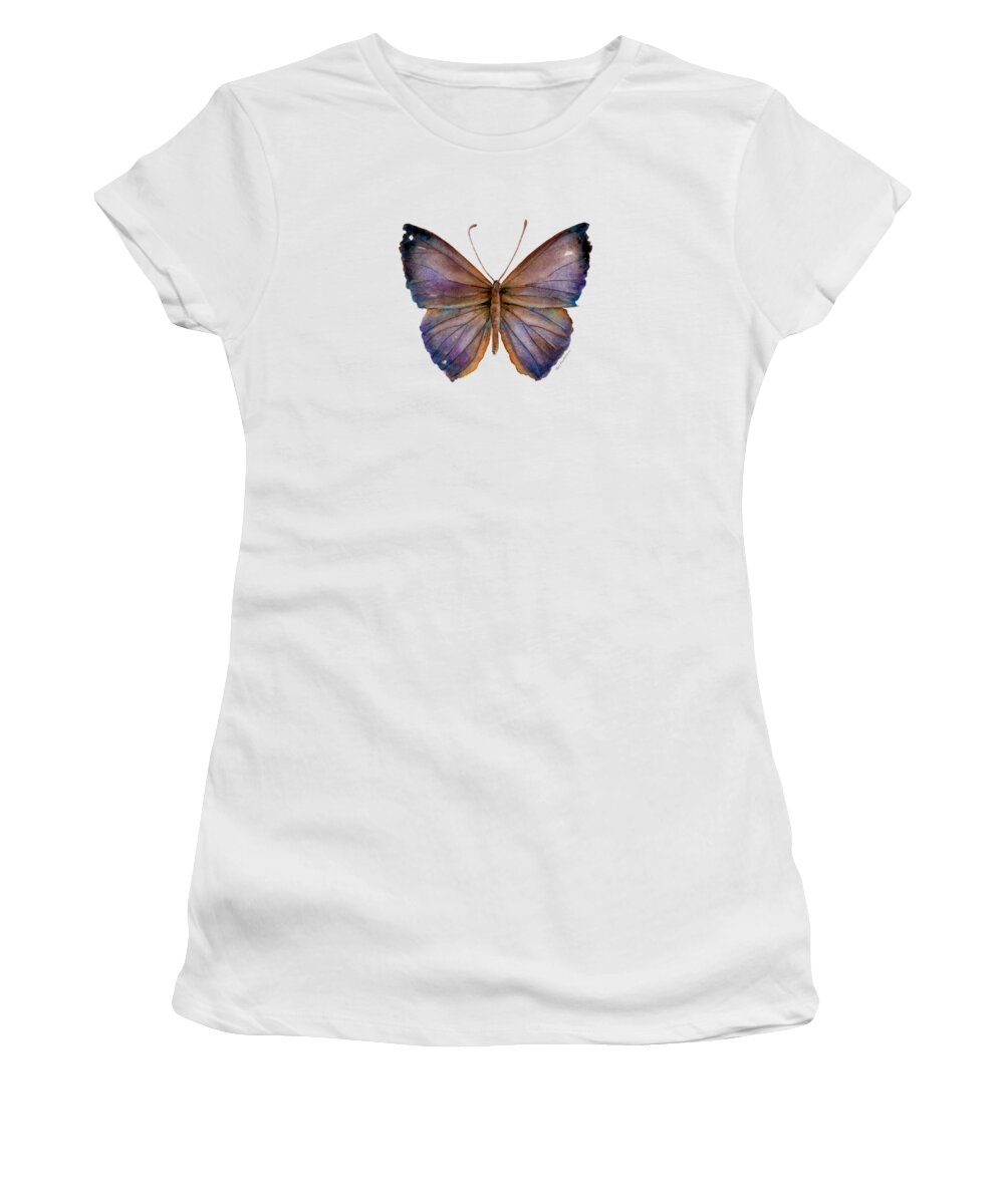 Purple Women's T-Shirt featuring the painting 18 Purple Pandemos Butterfly by Amy Kirkpatrick