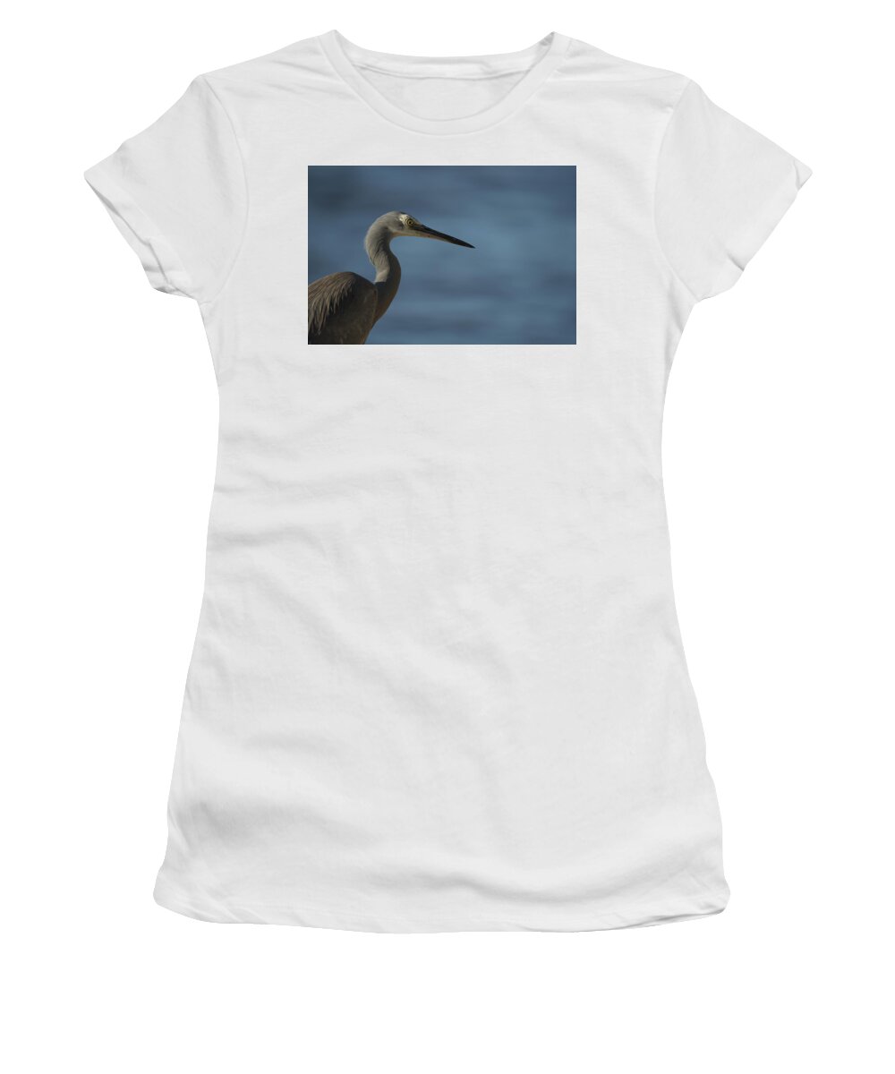 Heron Women's T-Shirt featuring the photograph 1808wfaceheron1 by Nicolas Lombard