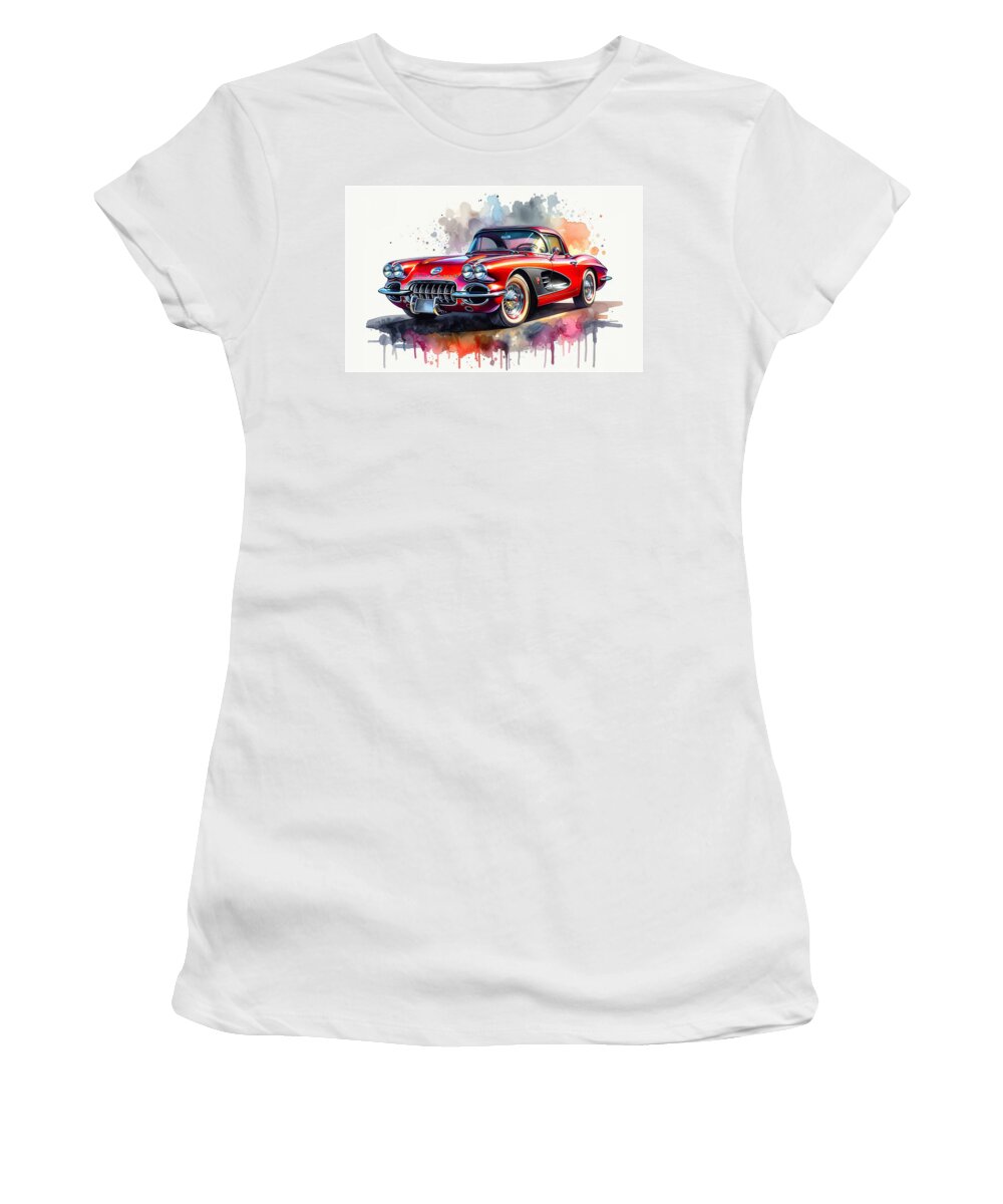 1959 Women's T-Shirt featuring the photograph 1959 Corvette by Bill Cannon