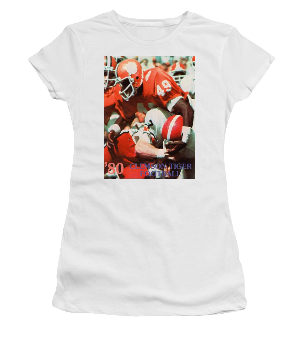 Clemson Tigers Women's T-Shirt featuring the mixed media 1980 Clemson Tiger Football by Row One Brand