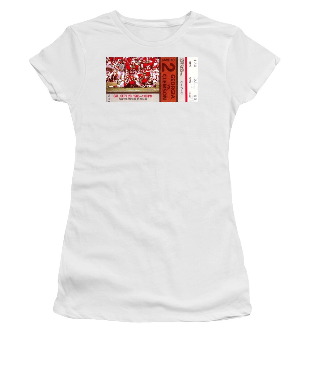  Women's T-Shirt featuring the drawing 1986 Georgia vs. Clemson by Row One Brand