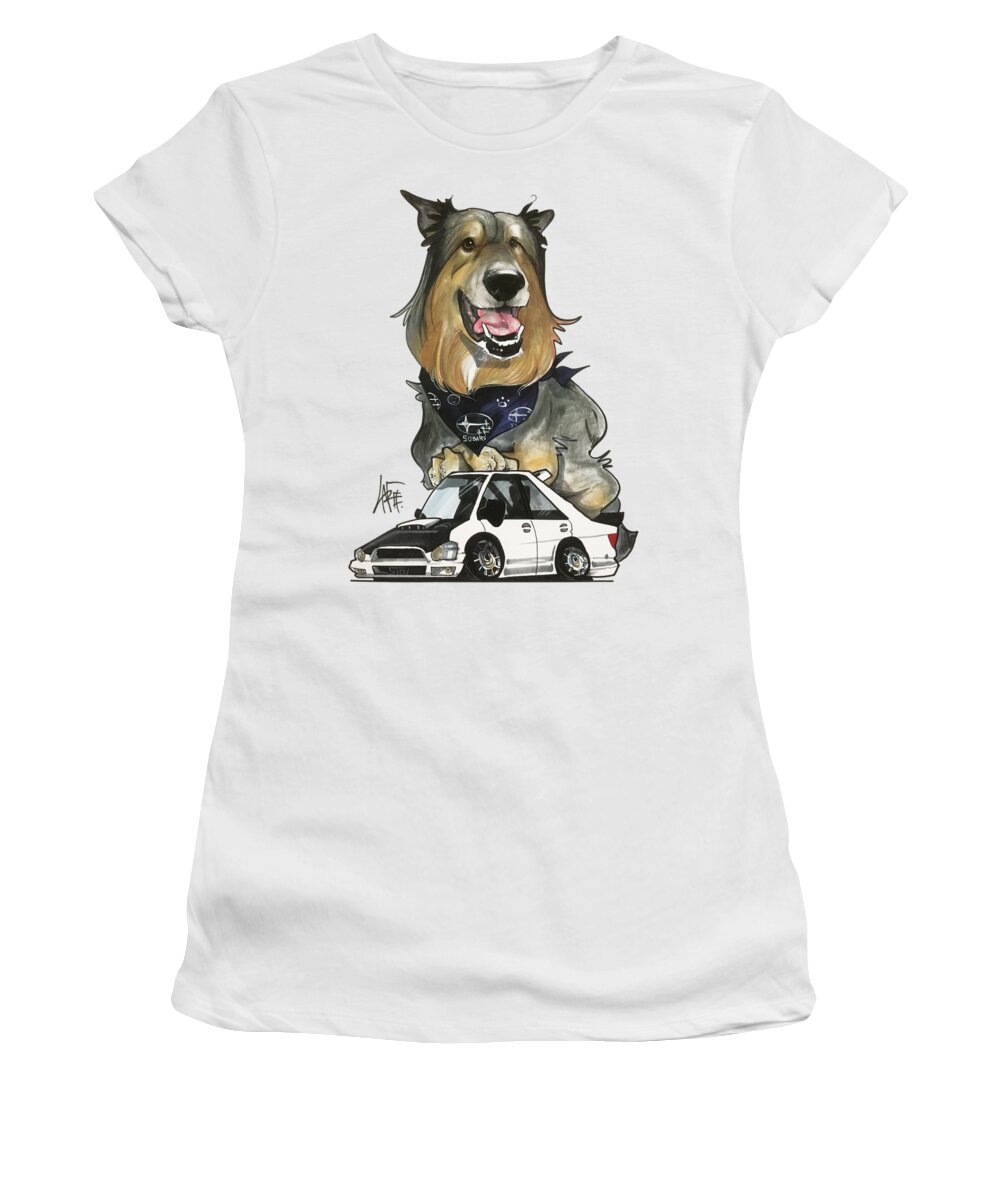 Dunham Women's T-Shirt featuring the drawing Dunham by Canine Caricatures By John LaFree