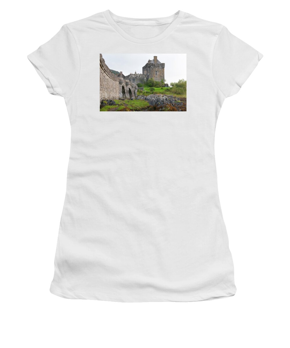 Scotland Women's T-Shirt featuring the photograph Eilean Donan Castle in the loch Alsh at the highlands of Scotlan by Michalakis Ppalis