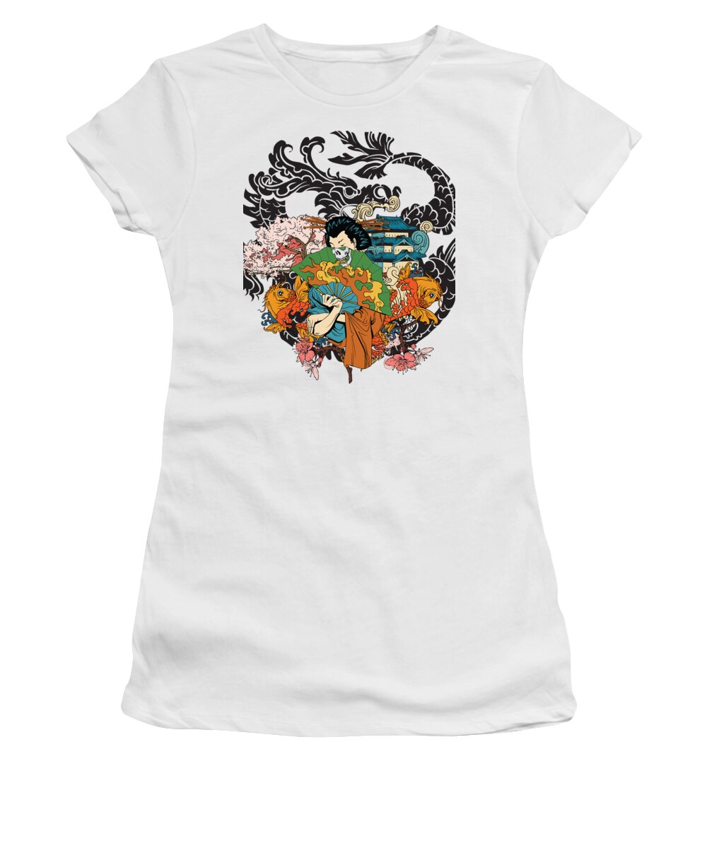 Japanese Women's T-Shirt featuring the digital art Geisha #2 by Jacob Zelazny