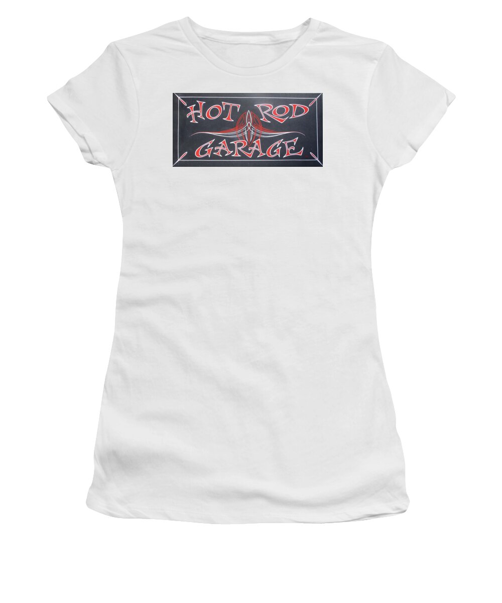 Rocket 88 Women's T-Shirt featuring the painting Hot Rod Garage #2 by Alan Johnson