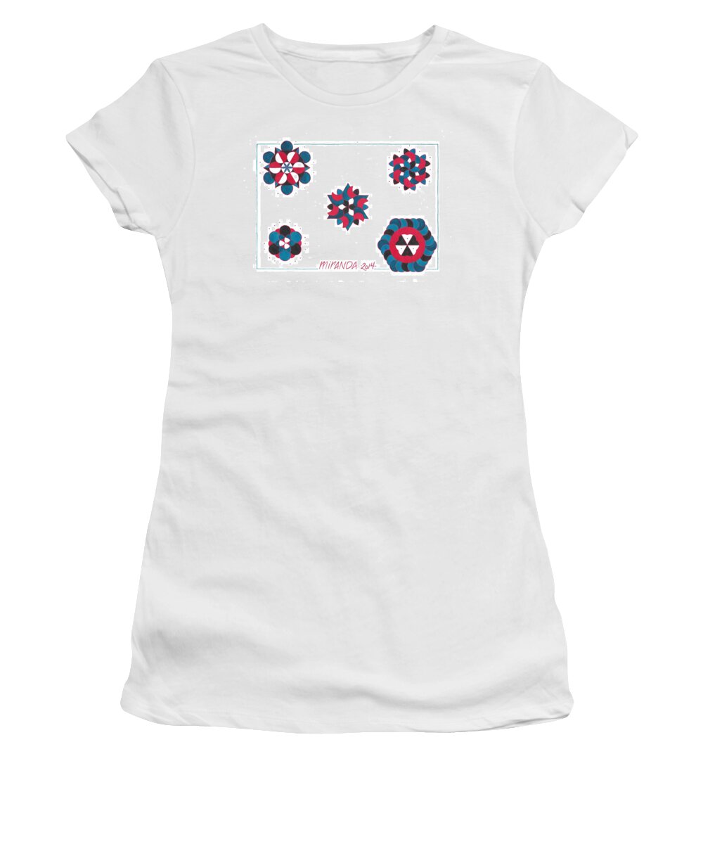 Mandala Women's T-Shirt featuring the drawing Mandala flash #2 by Miranda Brouwer