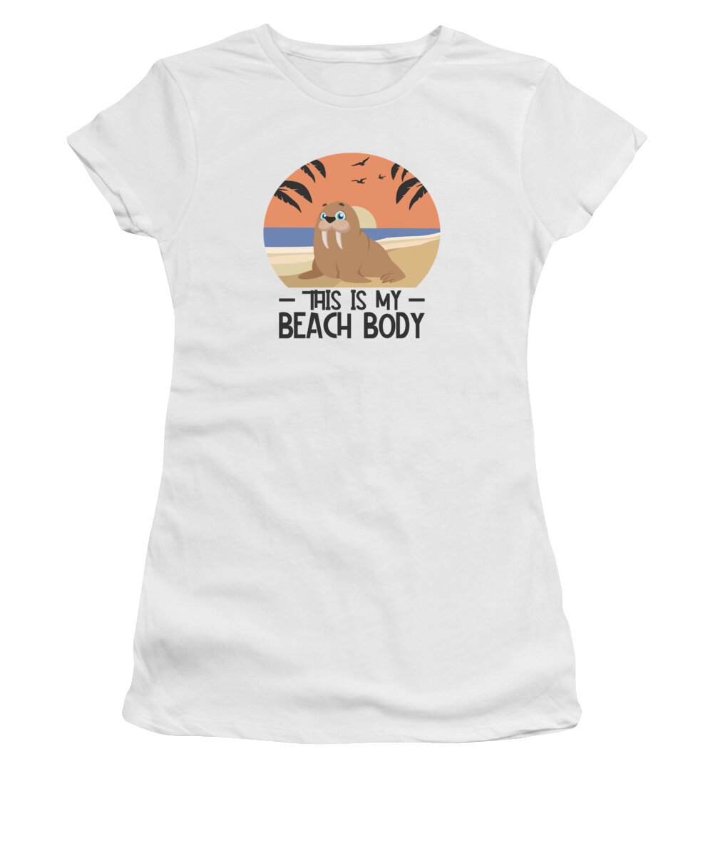 Body Positivity Women's T-Shirt featuring the digital art Body Positivity Walrus Beach Body Summer #3 by Toms Tee Store
