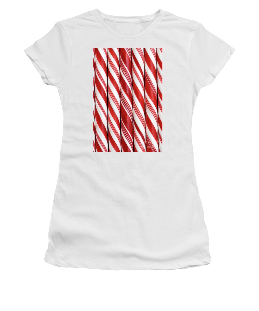 Candy Women's T-Shirt featuring the photograph Candy Canes #3 by Vivian Krug Cotton