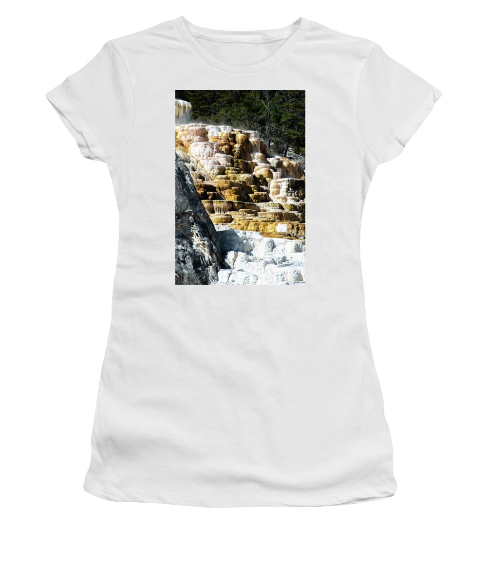 Wilderness Women's T-Shirt featuring the photograph Travertine Terraces, Mammoth Hot Springs, Yellowstone #35 by Alex Grichenko