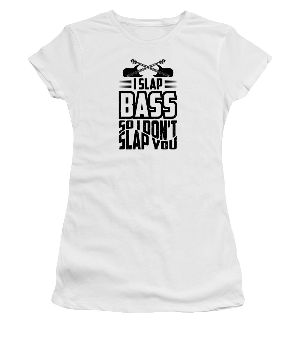 Bassist Women's T-Shirt featuring the digital art Bassist Slapping Bass Guitar Musician #4 by Toms Tee Store