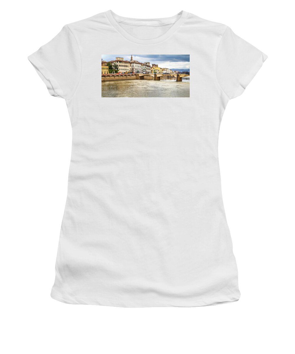 Arno Women's T-Shirt featuring the photograph cityscape of Florence #4 by Vivida Photo PC
