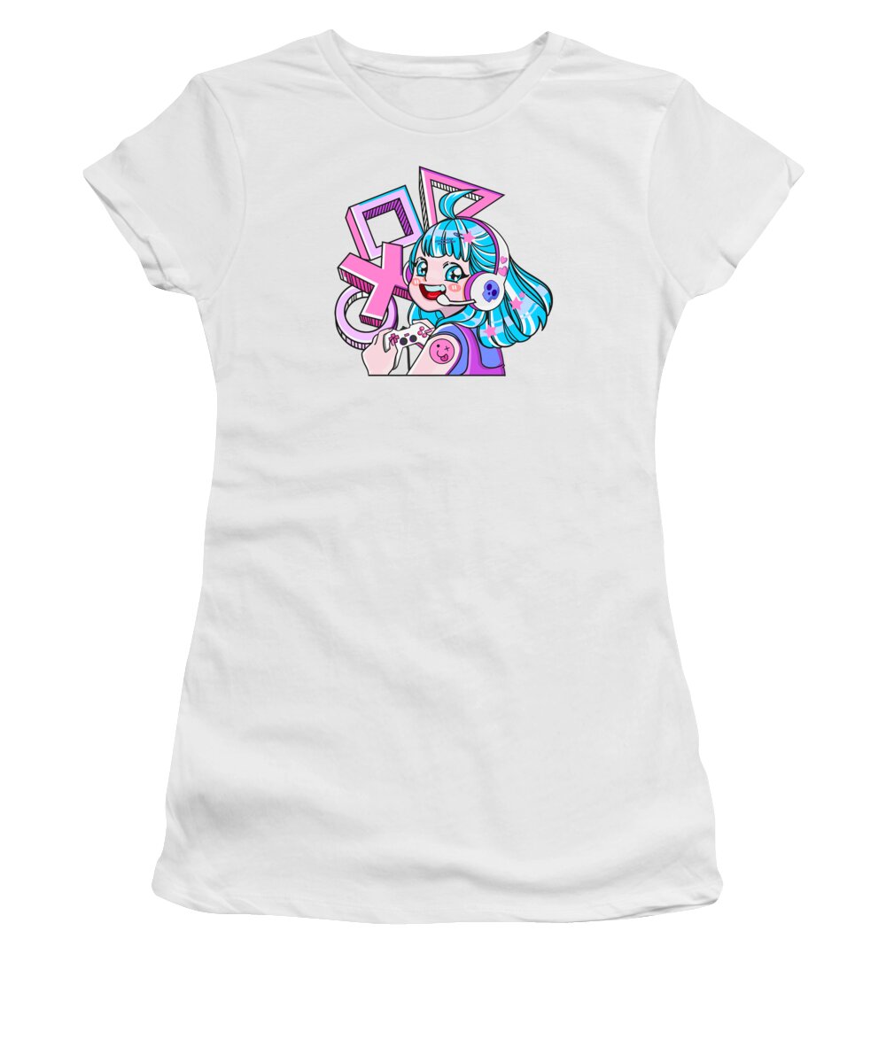 Fighting Games Women's T-Shirt featuring the digital art Gamer Girl Video Games Anime Lover Gaming #4 by Toms Tee Store