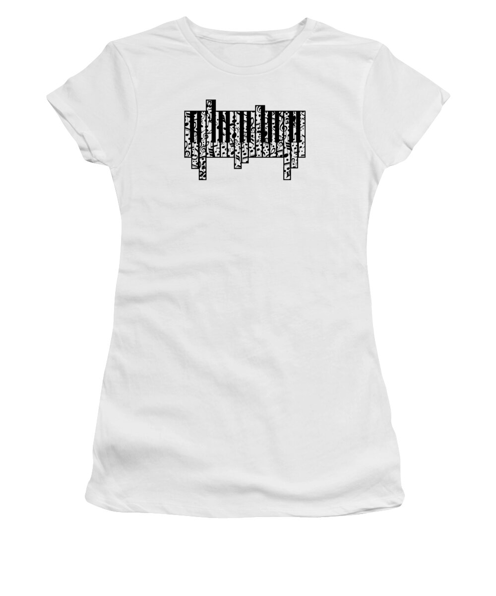 Piano Women's T-Shirt featuring the digital art Pianist Musician Piano Musical Instrument Notes #4 by Toms Tee Store