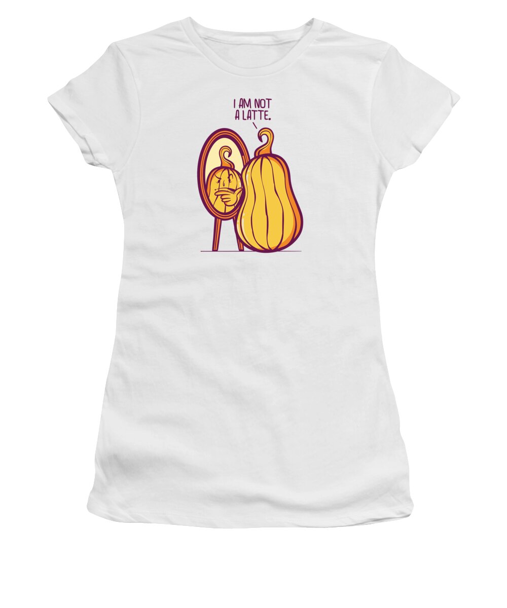 Pumpkin Women's T-Shirt featuring the digital art Pumpkin Latte lover Coffee Pumpkin Spice Latte Pun #4 by Toms Tee Store