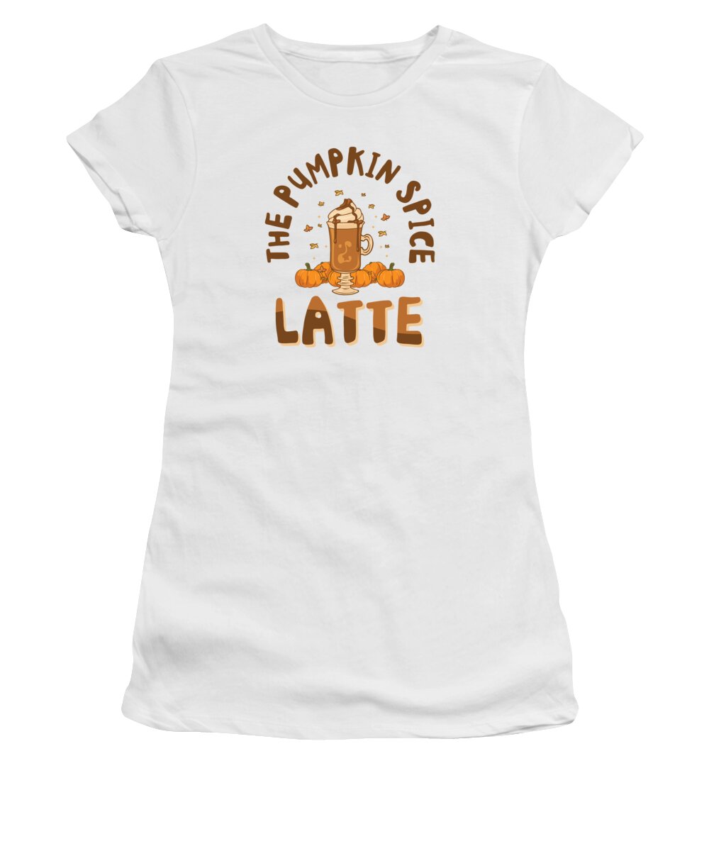 Pumpkin Spice Latte Women's T-Shirt featuring the digital art Pumpkin Spice Latte Halloween Coffee Lover Tarot Card #4 by Toms Tee Store