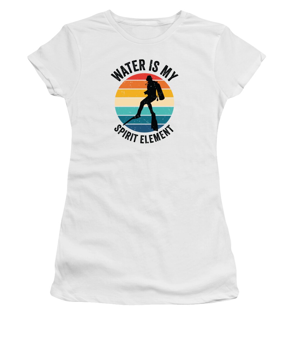 Water Women's T-Shirt featuring the digital art Snorkeling Water Sports Spirit Element Scuba-diving Diver #4 by Toms Tee Store