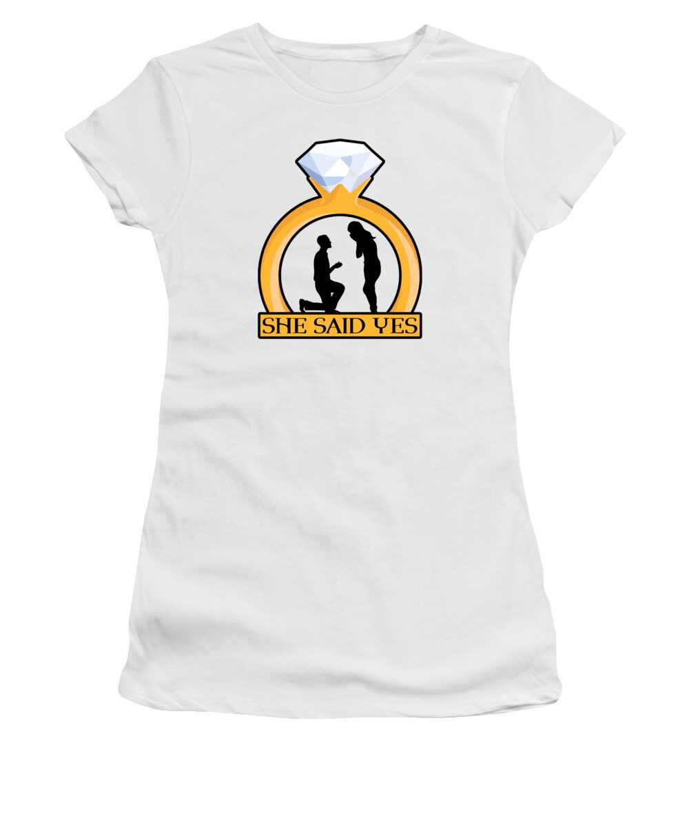 Valentines Women's T-Shirt featuring the digital art Valentines Couple Engagement Proposal Hearts Day #4 by Toms Tee Store