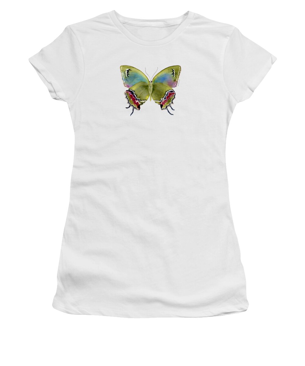 Evenus Women's T-Shirt featuring the painting 46 Evenus Teresina Butterfly by Amy Kirkpatrick