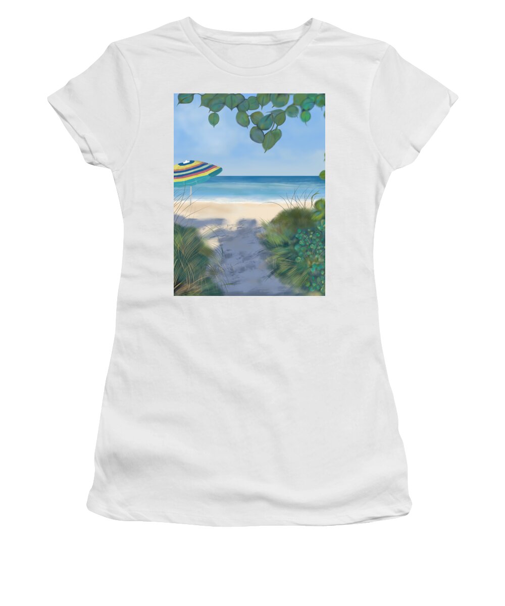 Umbrella Women's T-Shirt featuring the digital art 4th Ave North by Christine Fournier