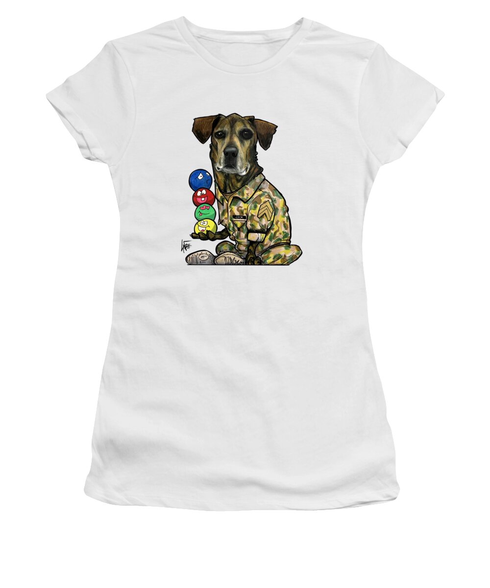 5338 Women's T-Shirt featuring the drawing 5338 Chickos JAXSON by Canine Caricatures By John LaFree