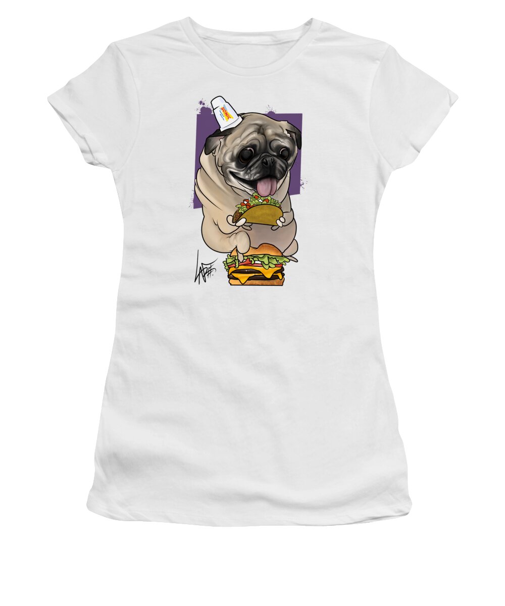 5932 Women's T-Shirt featuring the drawing 5932 Bivona by Canine Caricatures By John LaFree