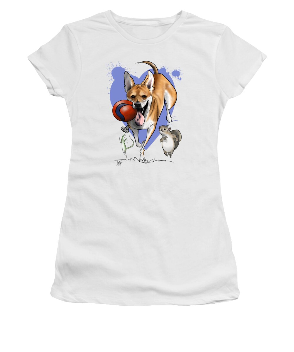 5959 Women's T-Shirt featuring the drawing 5959 Larsen by Canine Caricatures By John LaFree
