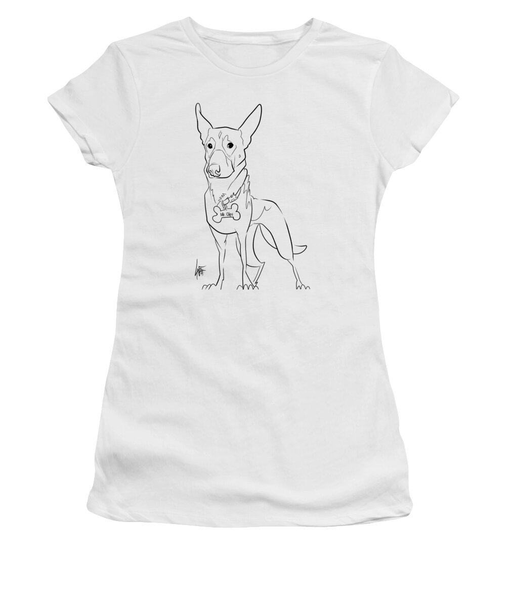 5993 Women's T-Shirt featuring the drawing 5993 Pace by Canine Caricatures By John LaFree