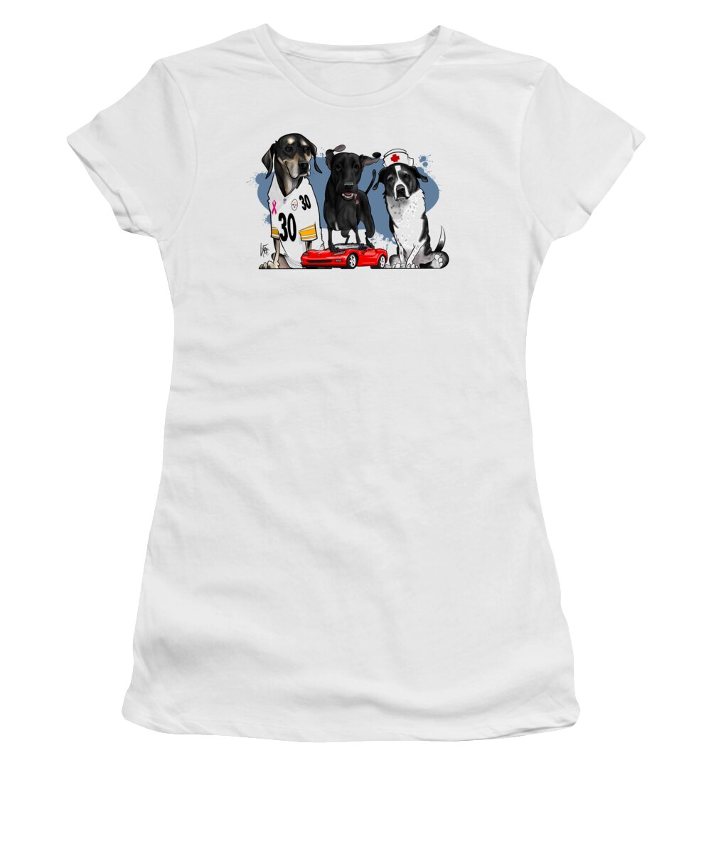 6001 Women's T-Shirt featuring the drawing 6001 Hale by Canine Caricatures By John LaFree