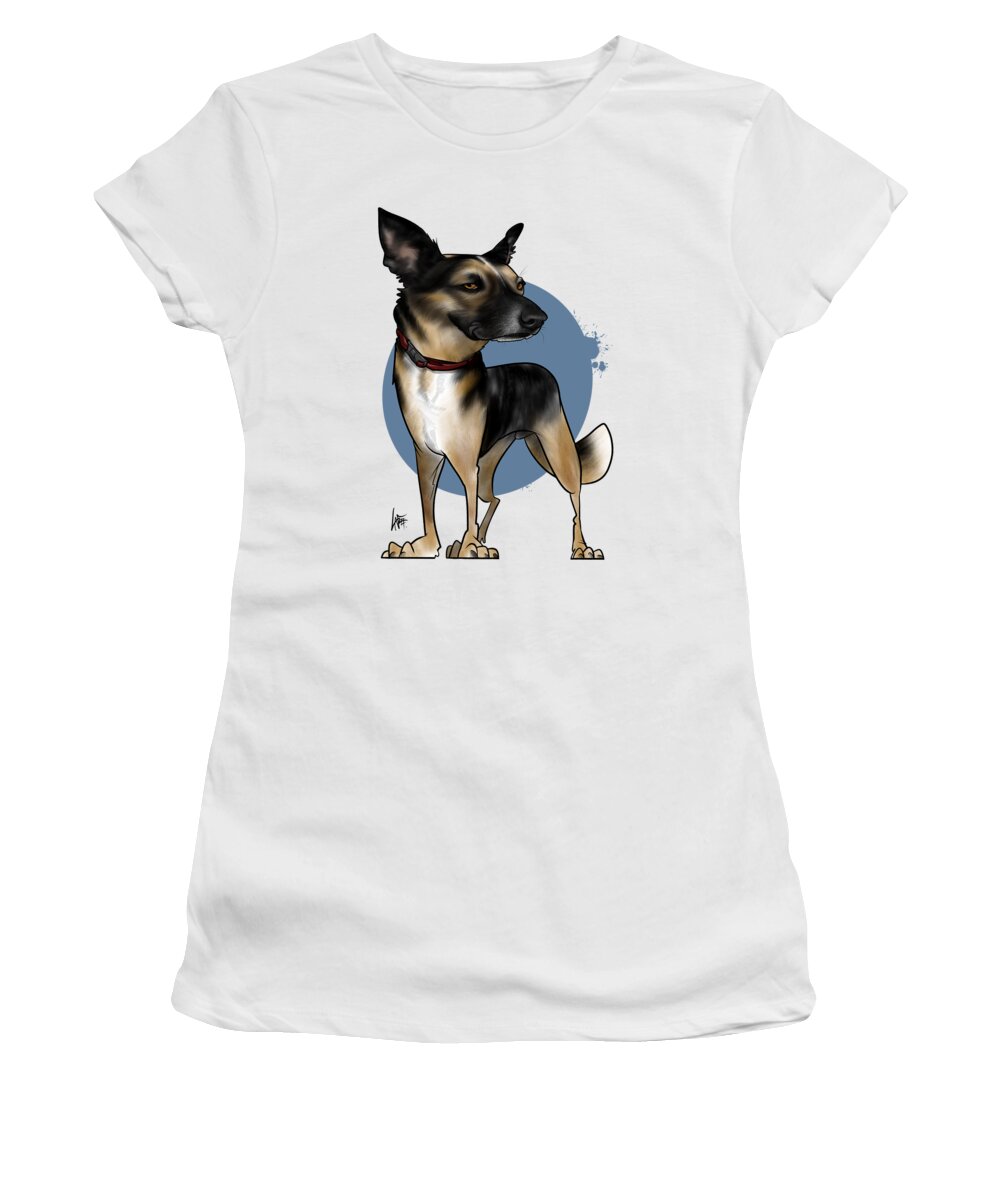 6011 Women's T-Shirt featuring the drawing 6011 Plummer by Canine Caricatures By John LaFree