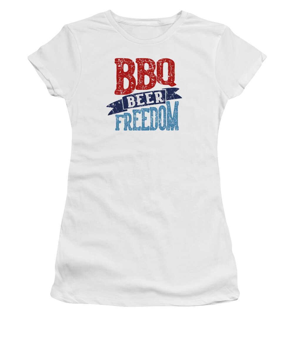 Bbq Beer Freedom Women's T-Shirt featuring the digital art BBQ Beer Freedom USA Flag Vintage Camouflage #7 by Toms Tee Store