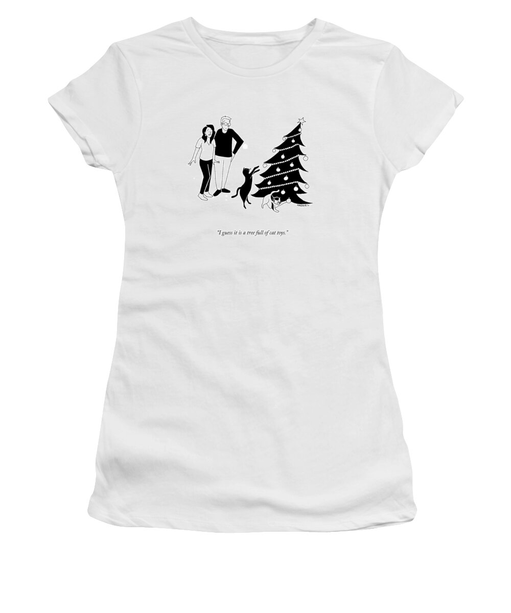 I Guess It Is A Tree Full Of Cat Toys. Women's T-Shirt featuring the drawing A Tree Full Of Cat Toys by Maggie Larson