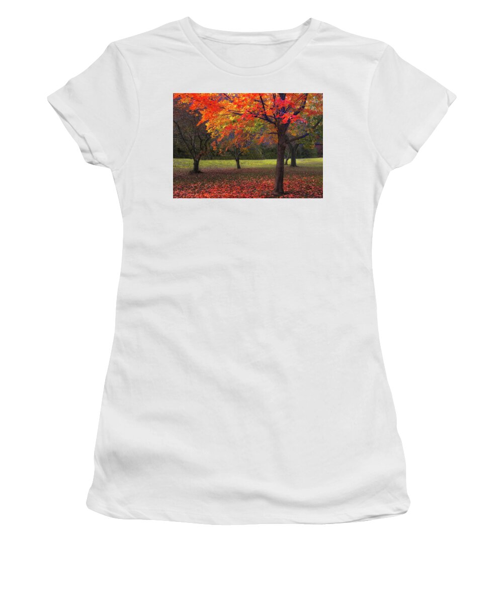 Autumn Women's T-Shirt featuring the photograph Ablaze in Autumn by Jessica Jenney