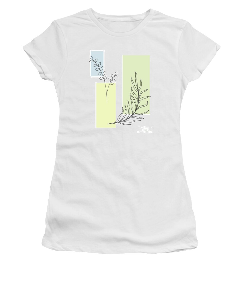 Botanical Women's T-Shirt featuring the digital art Abstract Plants Pastel 2 by Donna Mibus
