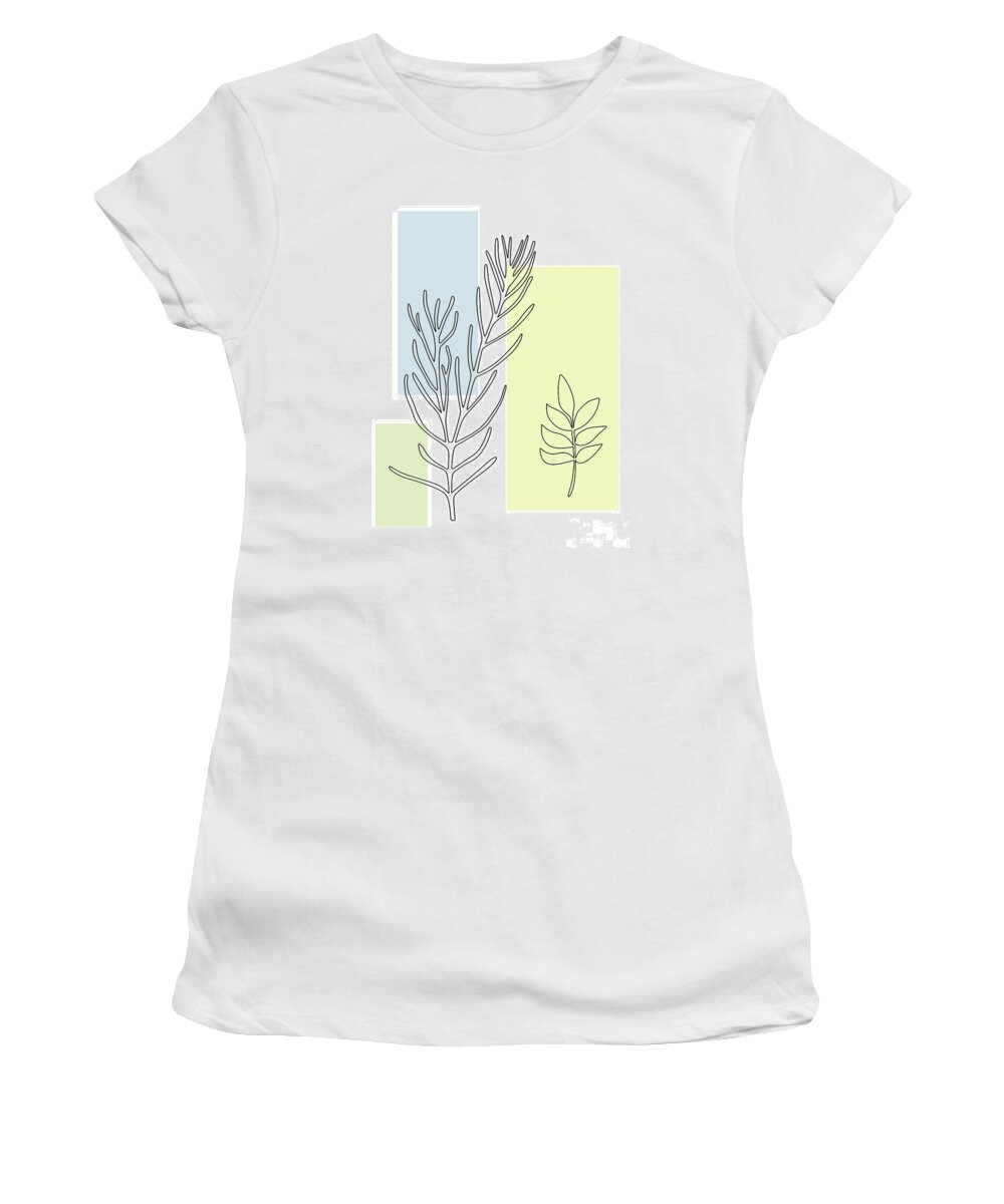 Botanical Women's T-Shirt featuring the digital art Abstract Plants Pastel 3 by Donna Mibus