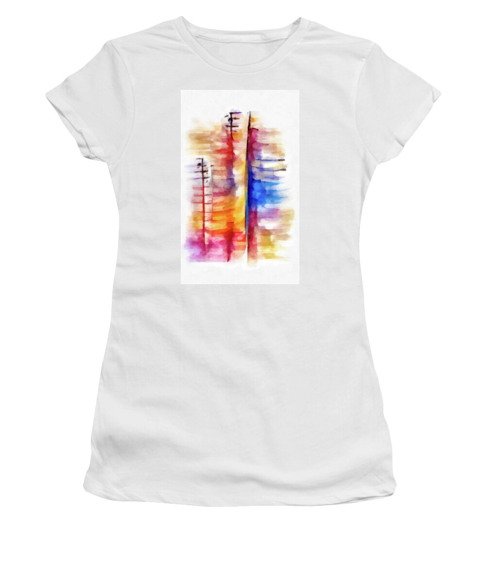 Abstract Women's T-Shirt featuring the painting Abstract Trees Watercolor 01 by Matthias Hauser
