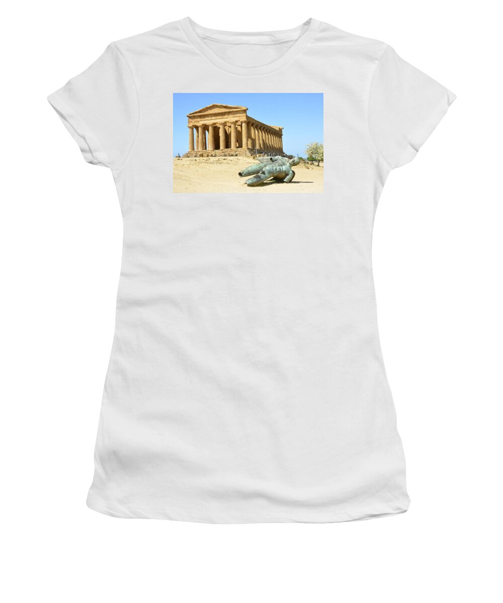 Agrigento Women's T-Shirt featuring the photograph Agrigento, Valley of the Kings 2 by Regina Muscarella
