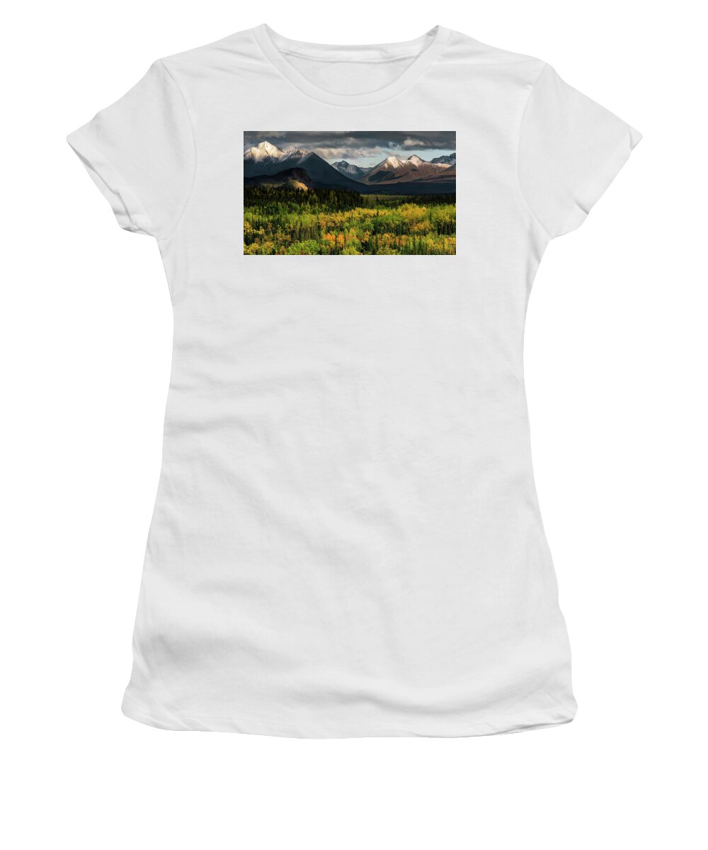 Alaska Women's T-Shirt featuring the photograph Alaska - autumn colors at Denali national park by Olivier Parent