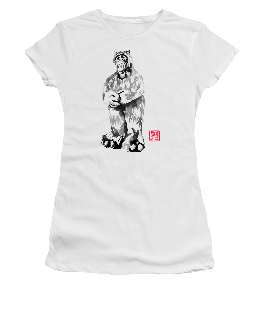 Alf Women's T-Shirt featuring the painting Alf In Foot by Pechane Sumie
