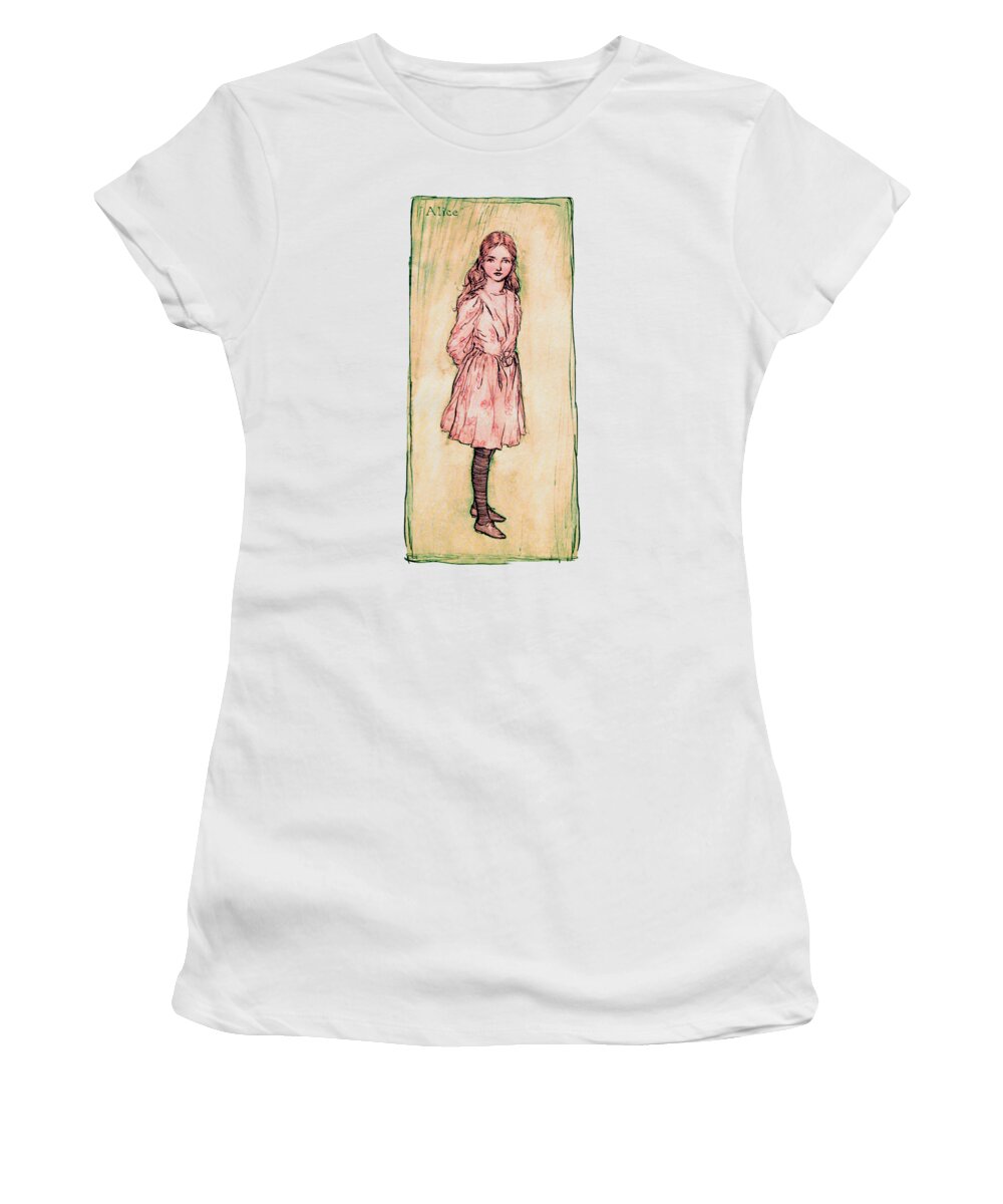 Alice Women's T-Shirt featuring the digital art Alice in Wonderland Sketch by Madame Memento