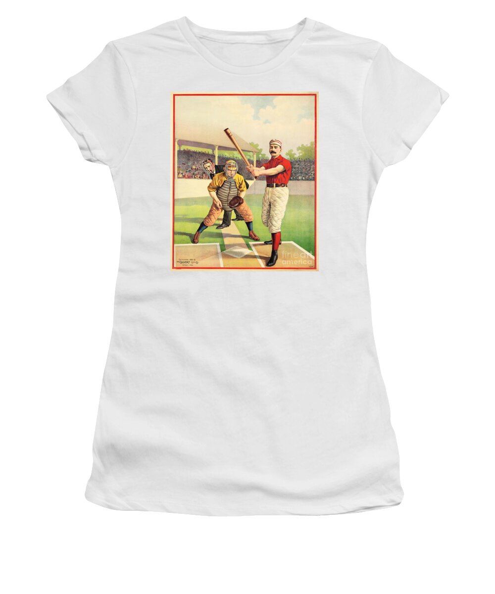 Abe Kirsebær handle AMERICAN BASEBALL PLAYER 1895 by The Calvert Litho Co Detroit Michigan  Women's T-Shirt by Retro Posters - Pixels