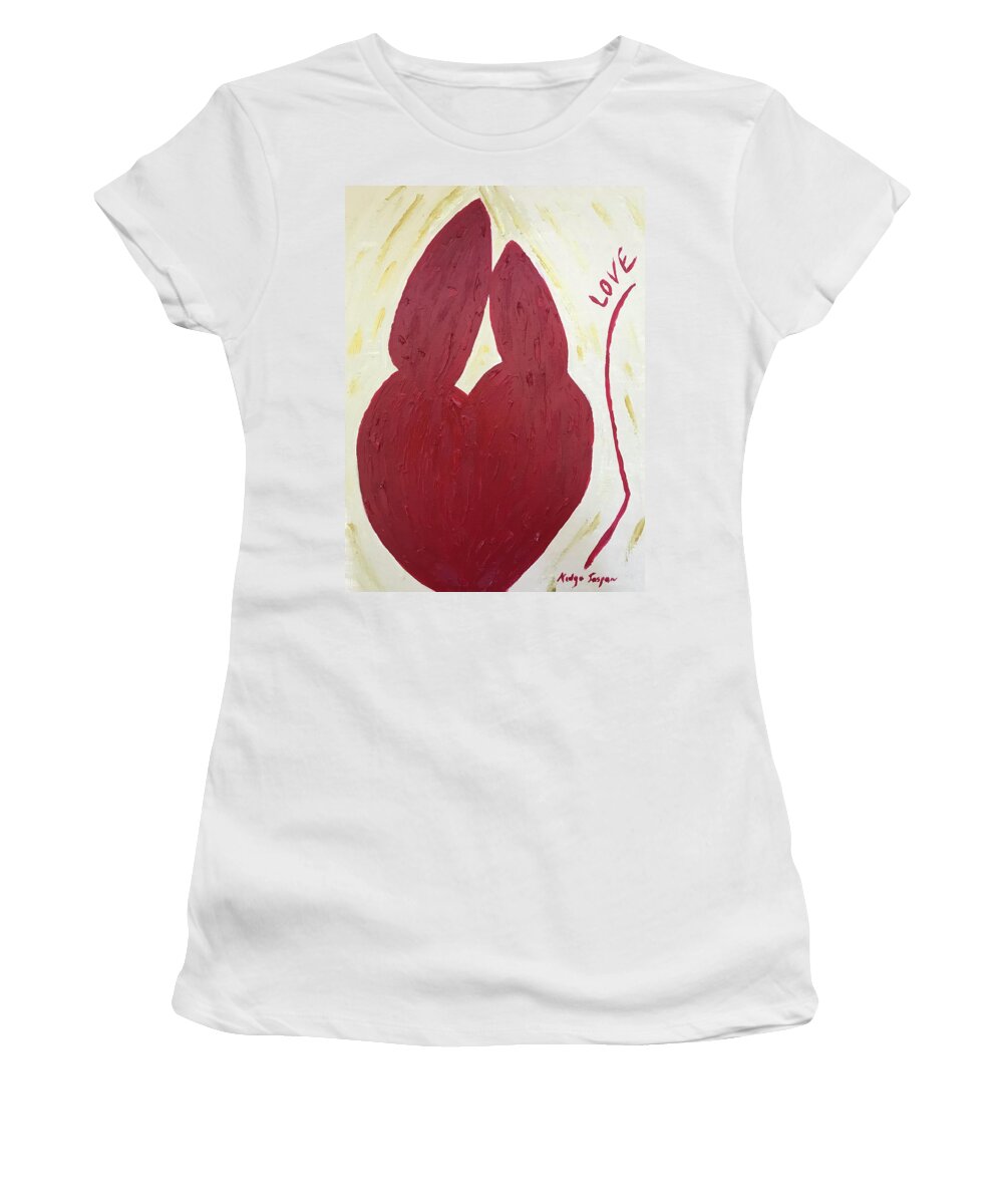 Love Women's T-Shirt featuring the painting Amour by Medge Jaspan