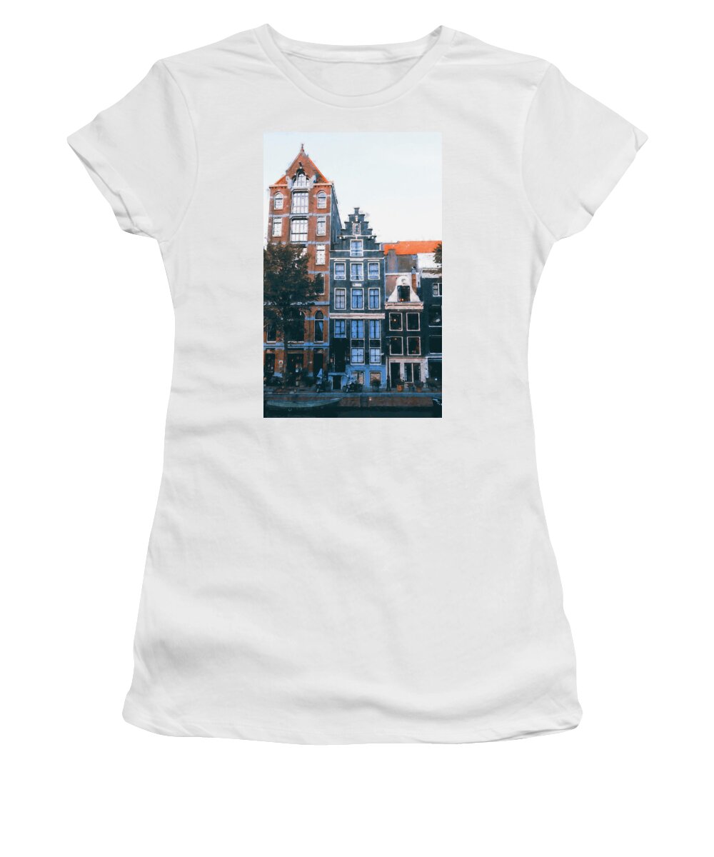 Amsterdam Colors Women's T-Shirt featuring the painting Amsterdam - 21 by AM FineArtPrints