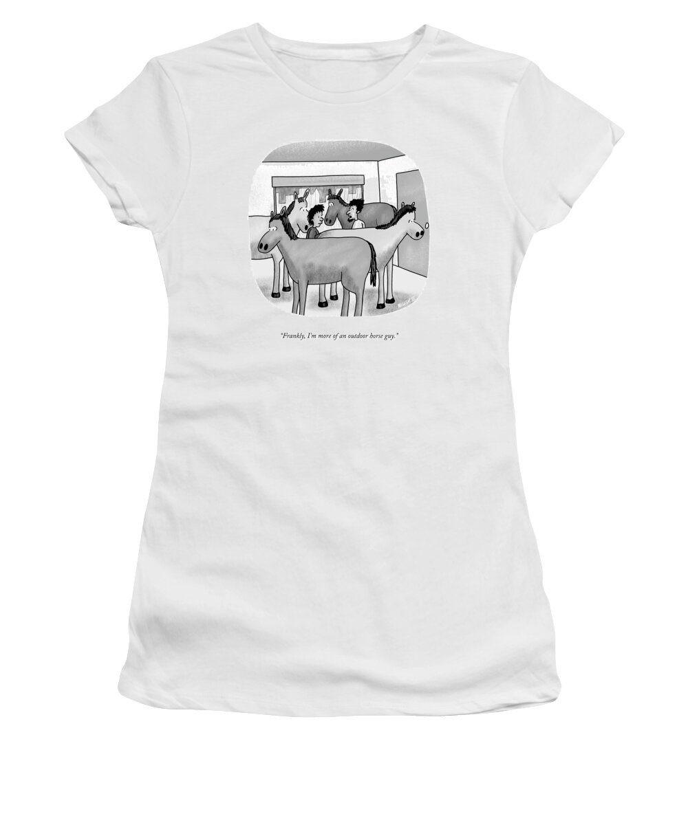 Frankly Women's T-Shirt featuring the drawing An Outdoor Horse Guy by Lonnie Millsap