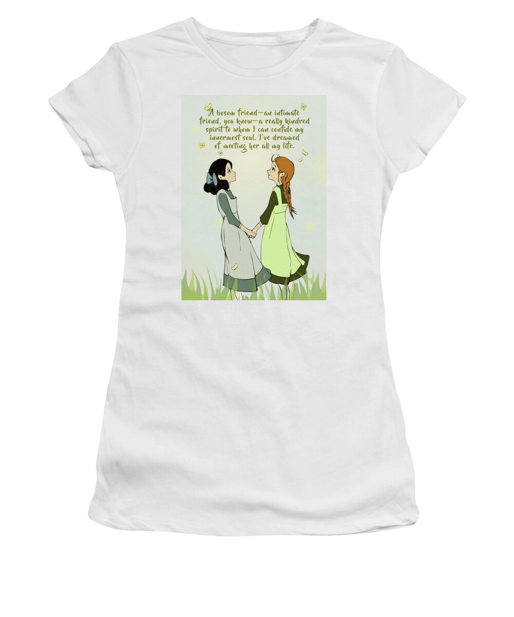 Anne Of Green Gables Print Women's T-Shirt featuring the photograph Anne of Green Gables Print, Wall art Quote lM Montgomery Anne Shirley quotes Book lover gifts Gift by Olena Mishina and Svitlana Ostrovska